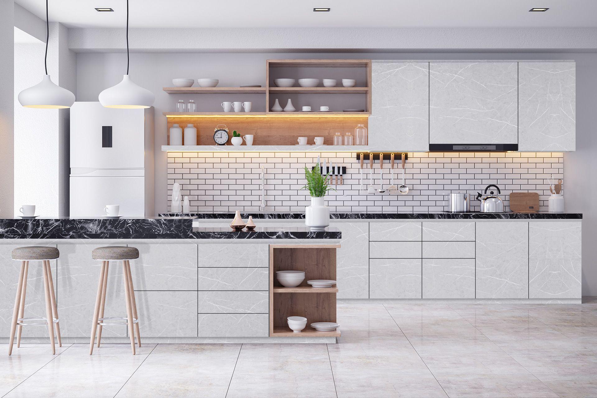 Pietra-Moon White Marble & Stone Laminate 8x4 ft Texture 1 mm - 3741 ROK