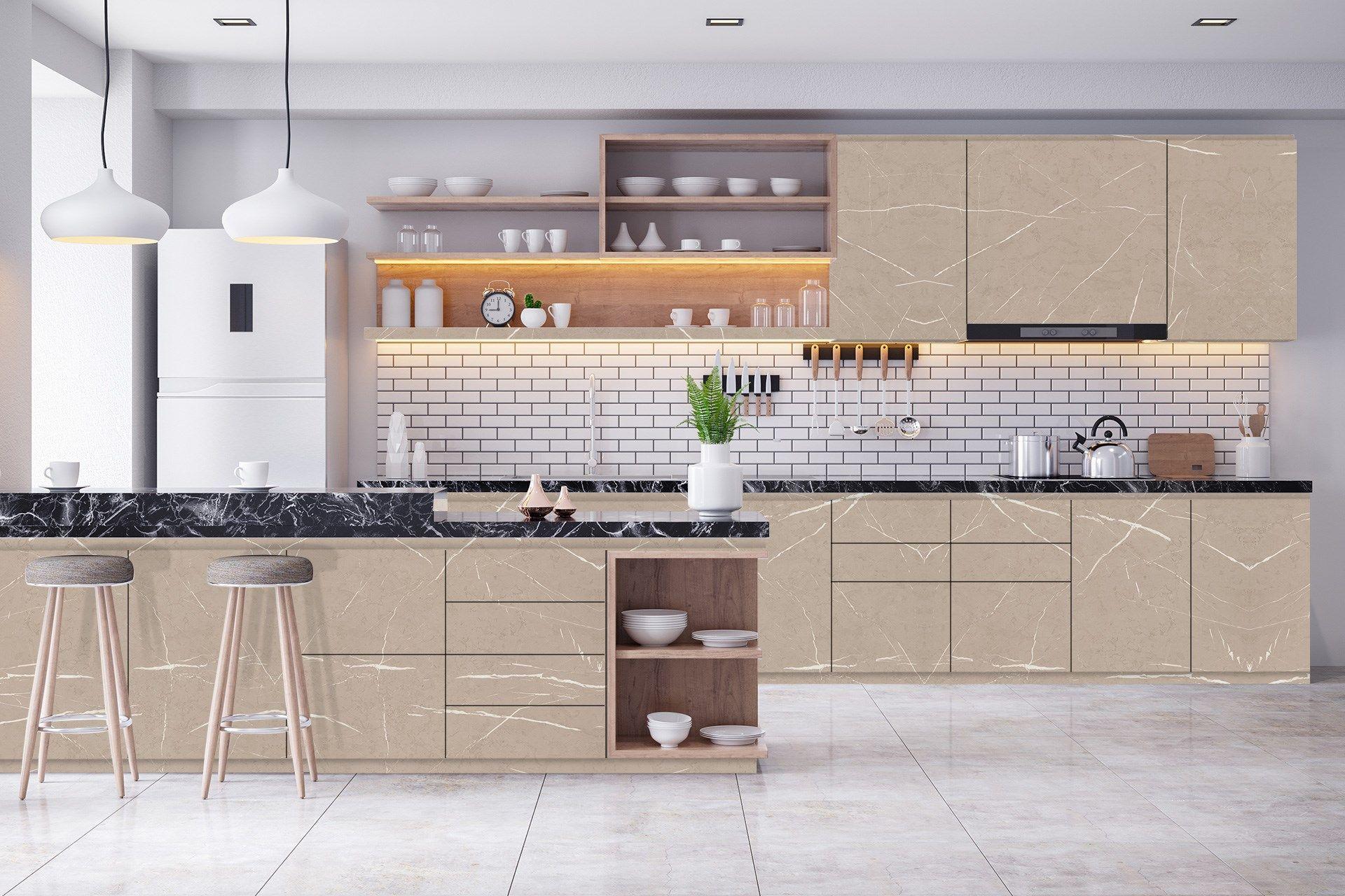 Pietra-Balsam Brown Marble & Stone Laminate 8x4 ft High Gloss 1 mm - 3742 SMR