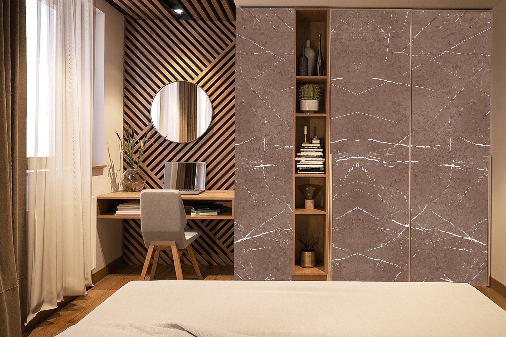 Pietra-Millet Brown Marble & Stone Laminate 8x4 ft High Gloss 1 mm - 3743 NGL