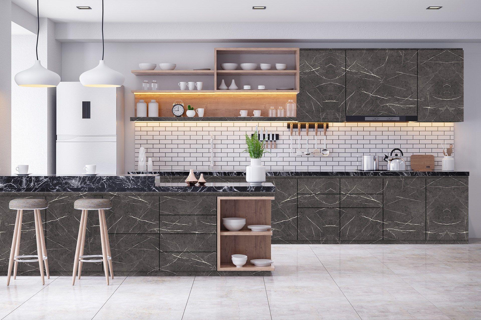 Pietra-Cave Grey Marble & Stone Laminate 8x4 ft High Gloss 1 mm - 3744 NGL