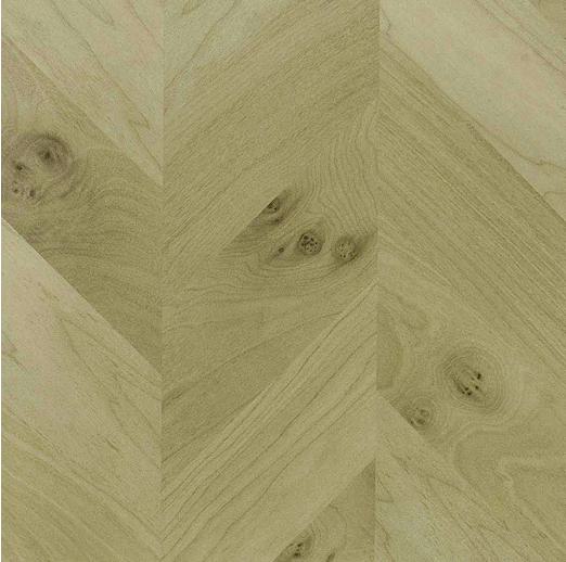 Brown wood grain laminate with textured finish and chevron pattern, showing knots and wood grain details.