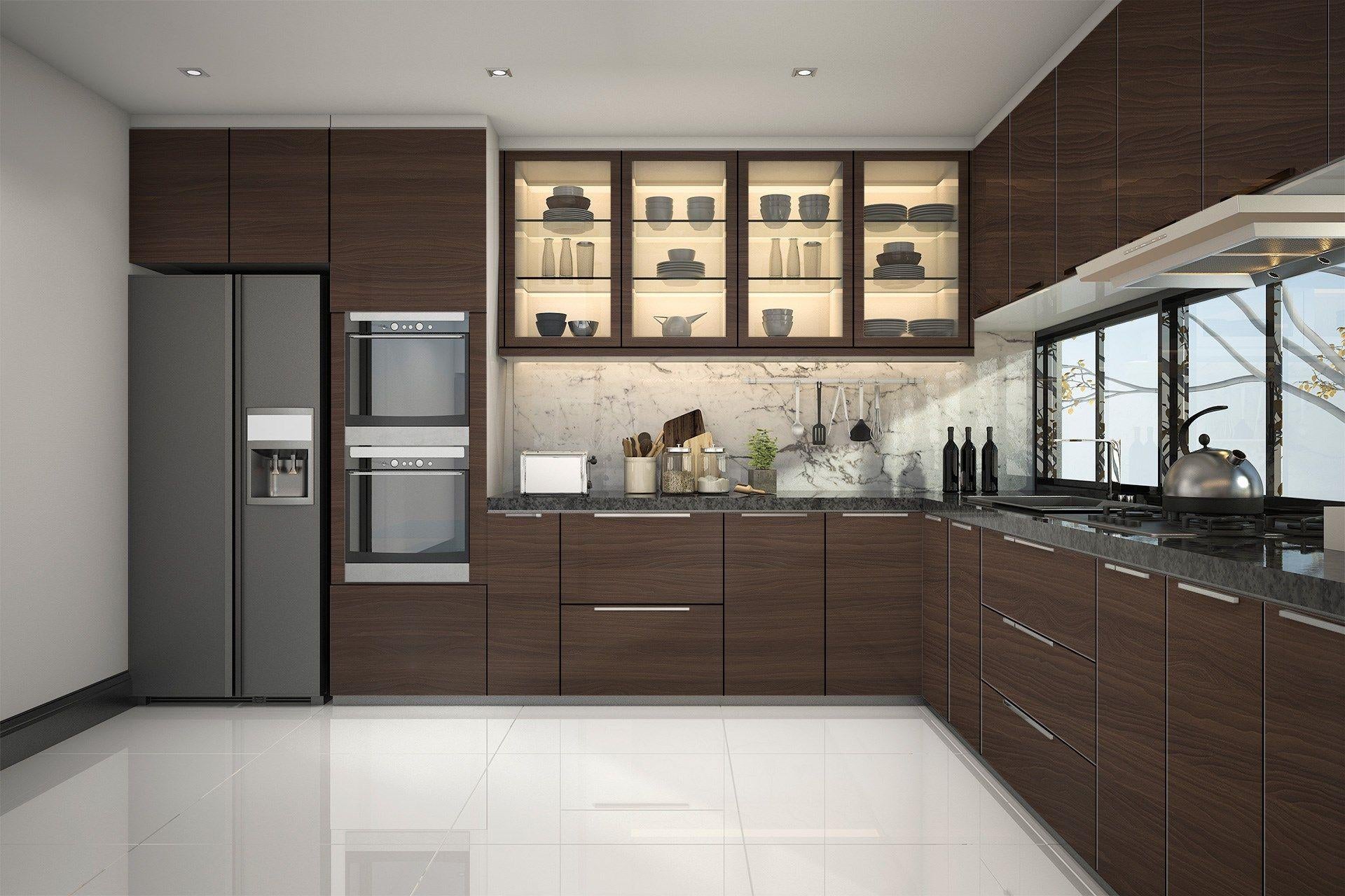 Newmika Brunette Walnut Yoko 8x4 ft Suede wood laminates Brown 3962_SUD