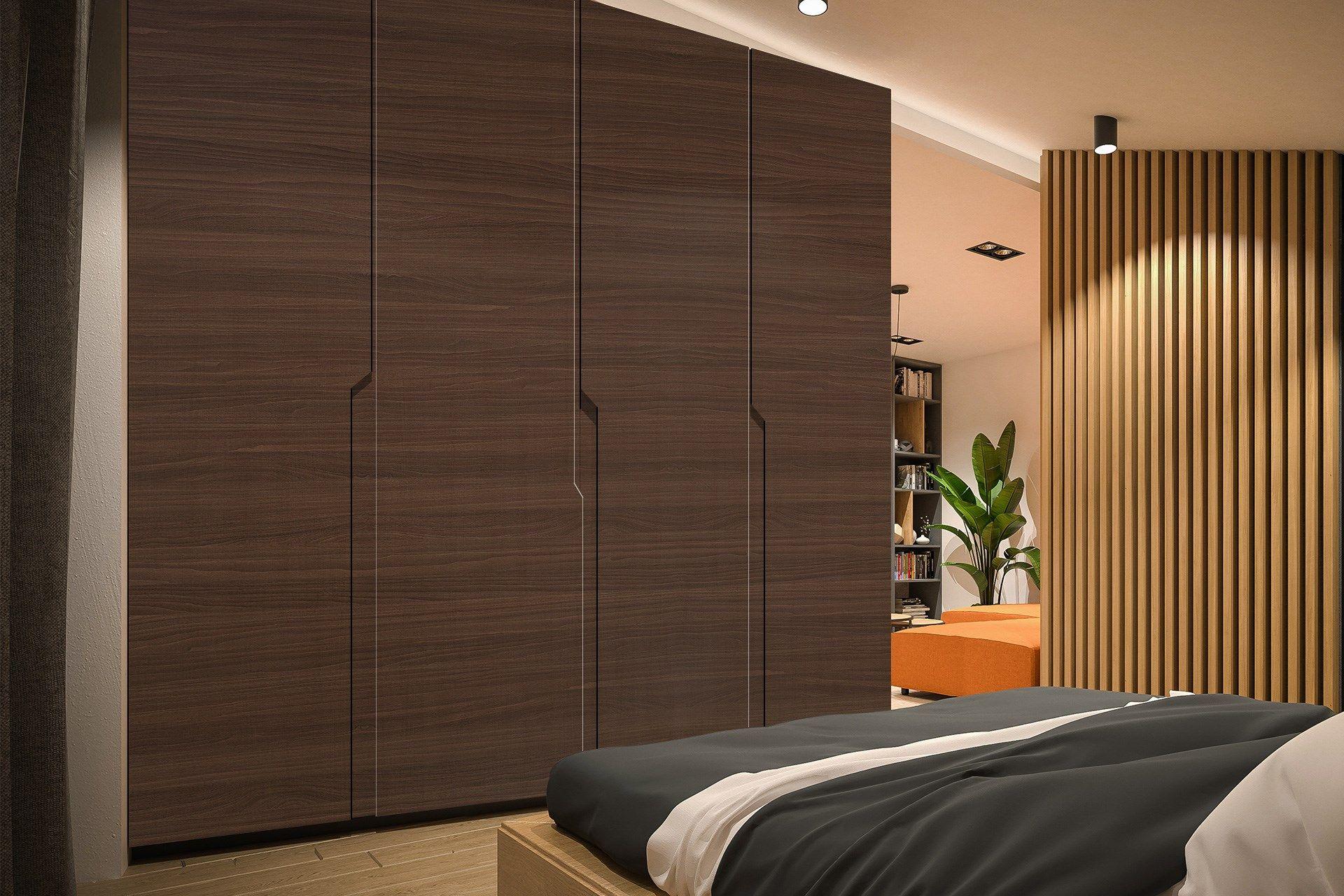 Newmika Brunette Walnut Yoko 8x4 ft Suede wood laminates Brown 3962_SUD