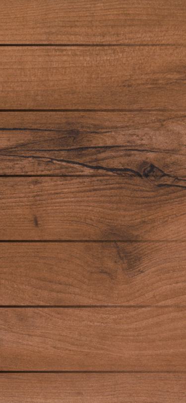 Brown wood laminate with textured finish and wood grain pattern, showing natural wood appearance with knots and dark veins.