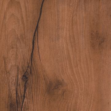 Brown wood laminate with suede finish, visible wood grain and texture, dark veins and knots.