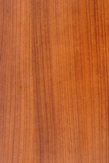 Brown wood grain laminate with textured finish and vertical wood pattern, showing natural wood appearance and subtle grain