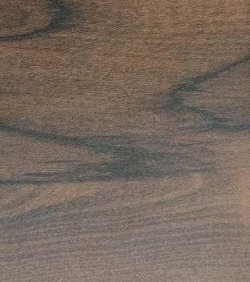 Brown wood grain laminate with suede finish and dark streaks, displaying a natural wood texture and wavy pattern.