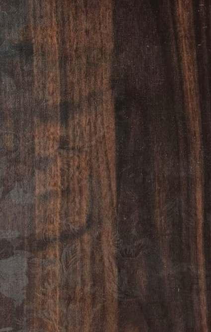 Brown wood laminate with textured finish and wood grain pattern, showing vertical lines and darker brown shades.