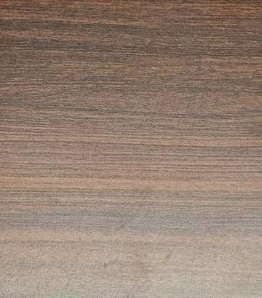 Brown wood grain laminate with suede finish and horizontal wood pattern texture