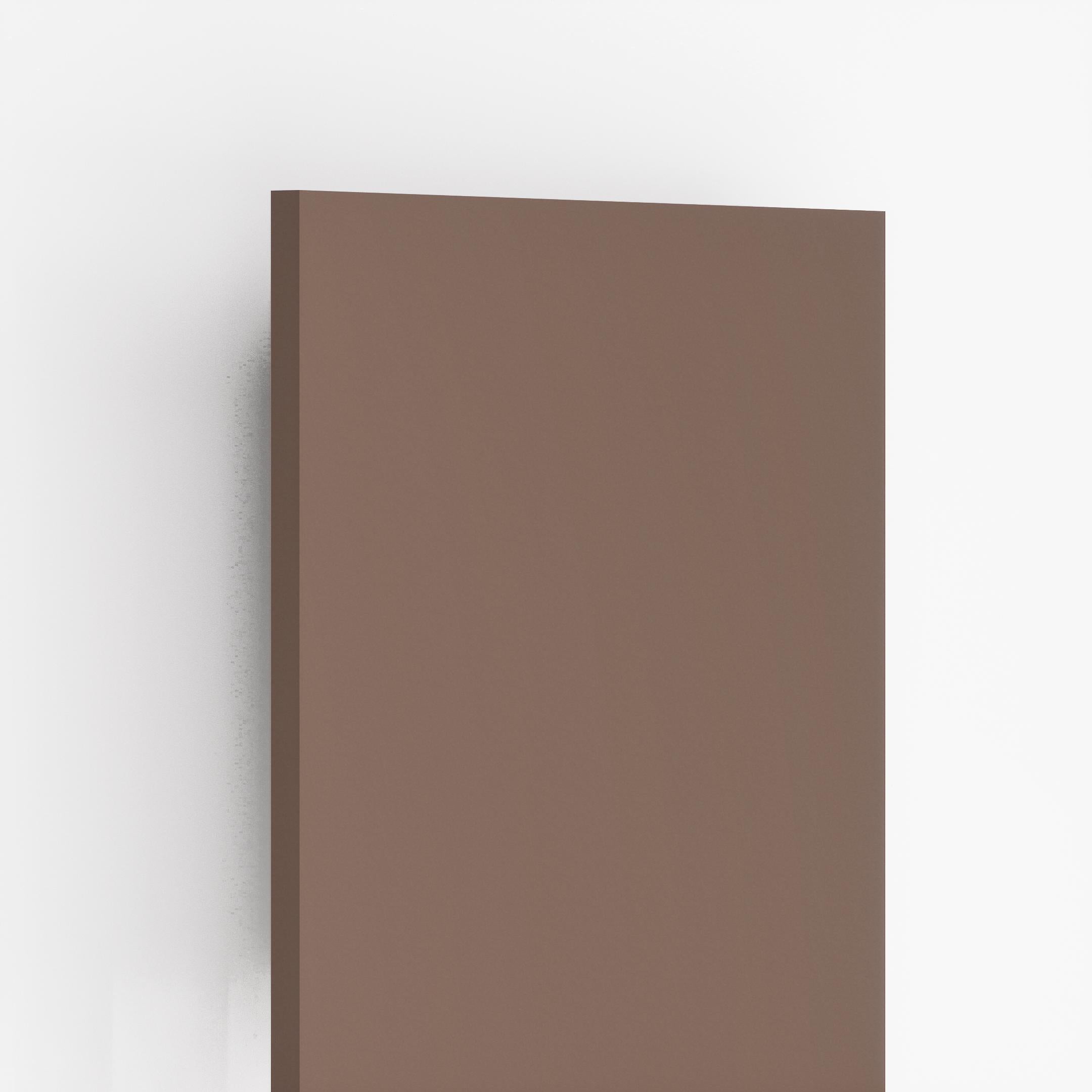 Brown plain laminate sheet with textured finish and visible edge against white background