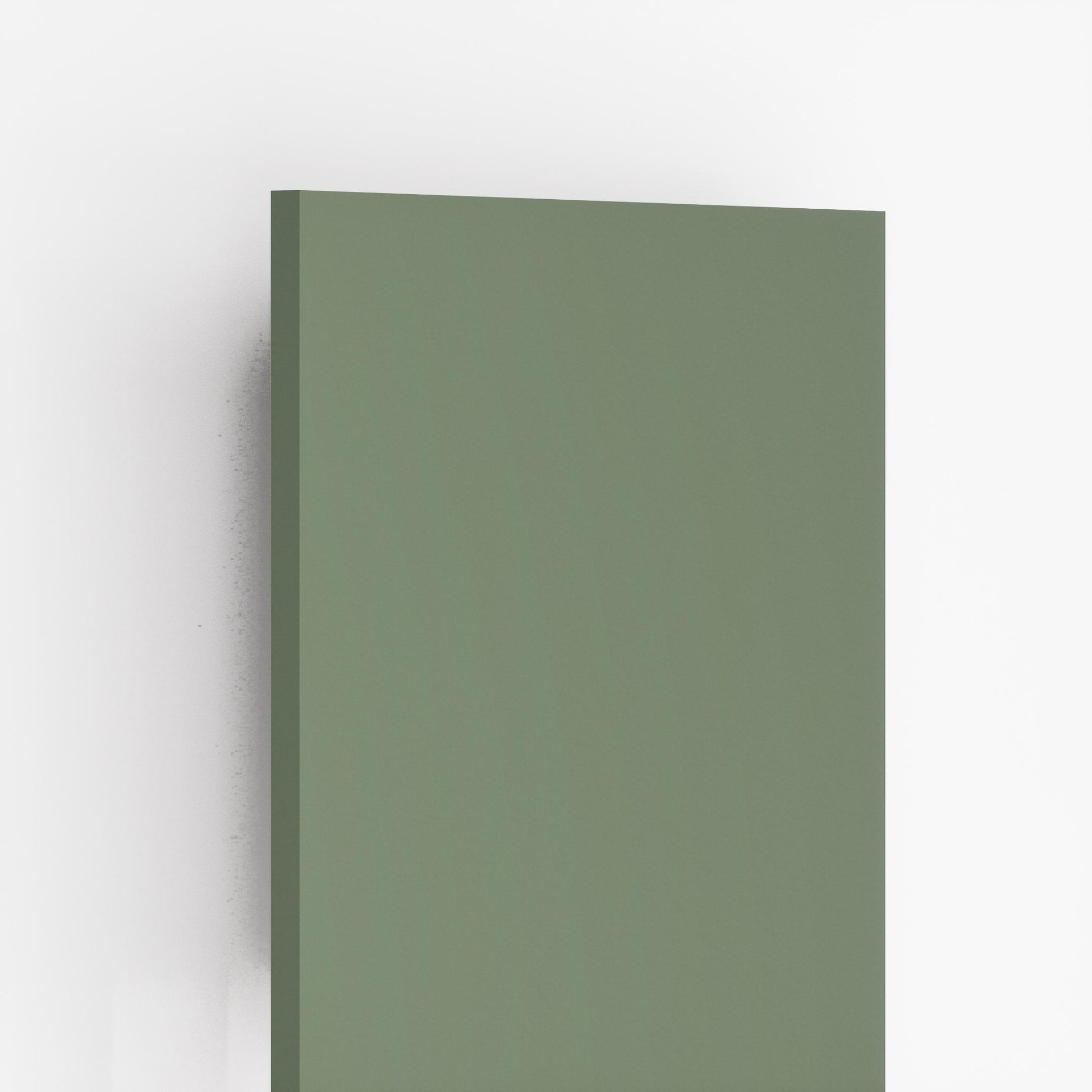 Sage green plain laminate with textured finish and visible edge detail
