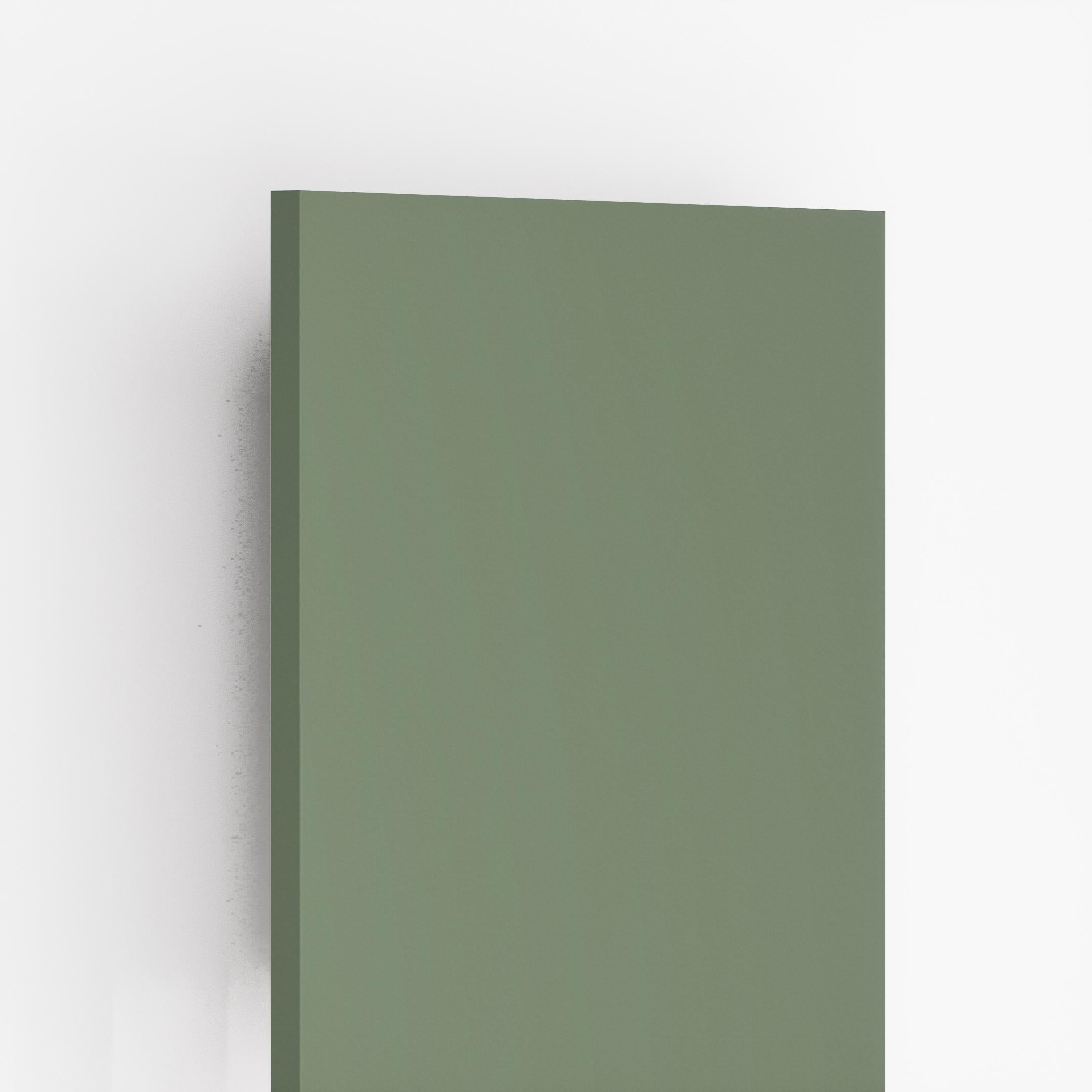 Sage green plain laminate with textured finish and visible edge detail