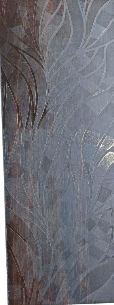 Wenge wood laminate with textured finish and abstract pattern, showing wood grain and embossed design details.