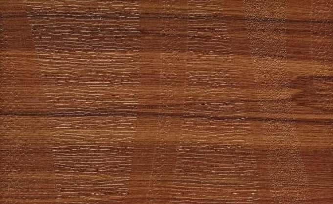Brown wood laminate with textured finish and wood grain pattern, showing horizontal lines and embossed texture details.