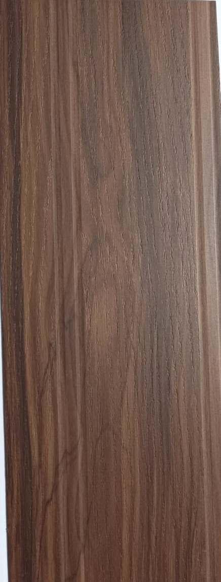 Dark brown wood grain laminate with textured finish and visible wood pattern and grain details