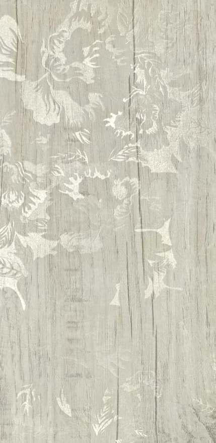 White wood grain laminate with textured finish and subtle floral pattern, showing wood-like texture and grain details.