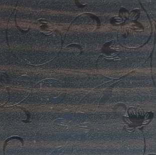 Dark wenge wood grain laminate with textured finish and embossed floral pattern, showing wood-like texture and subtle sheen.
