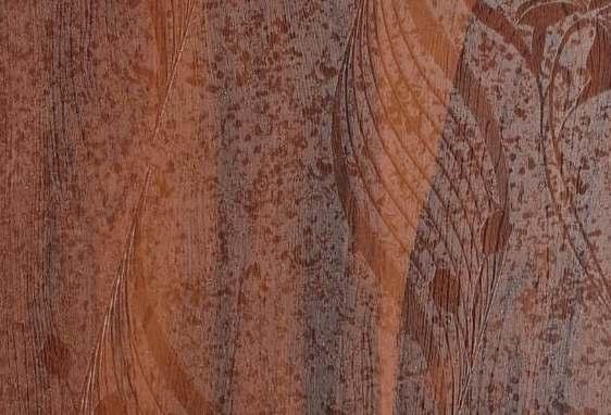 Brown wood grain laminate with textured finish and zebrano pattern showing natural wood appearance and detailed grain