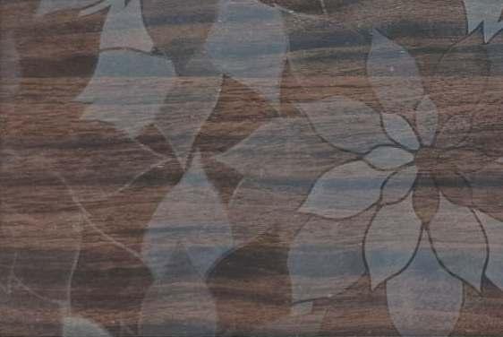 Wenge wood laminate with textured finish and floral pattern, showing wood grain and subtle sheen.