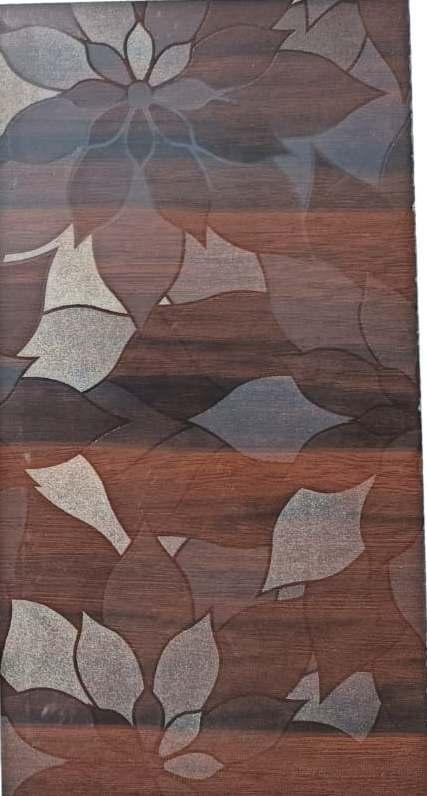 Wenge wood laminate with floral pattern and textured finish showing wood grain and leaf design overlay in various shades