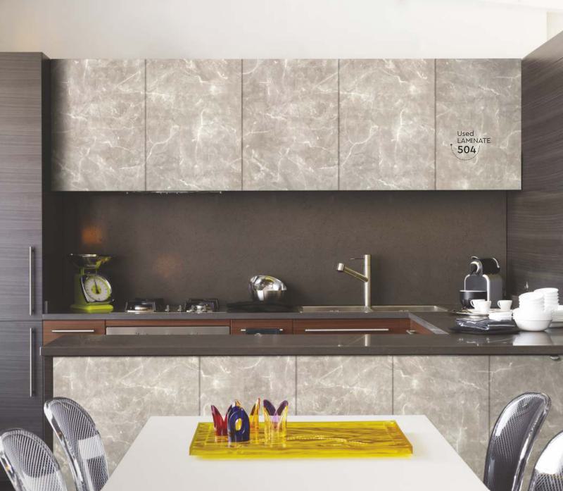 Virgo Travertine Essence 8x4 ft High Gloss marble & stone laminates Brown 504_Travertine