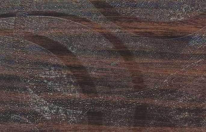 Dark brown wood grain laminate with textured finish and visible wood pattern and grain details