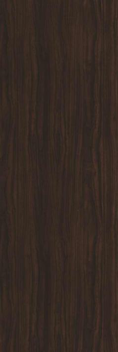 Dark brown wood grain laminate with textured finish and wavy pattern, showcasing wood-like appearance and subtle sheen.
