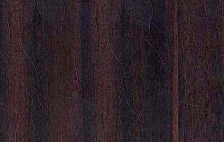 Brown wood grain laminate with textured finish and visible wood pattern and scratches