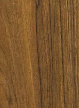 Brown wood grain laminate with textured finish and dark vertical striations, mimicking natural wood appearance and grain