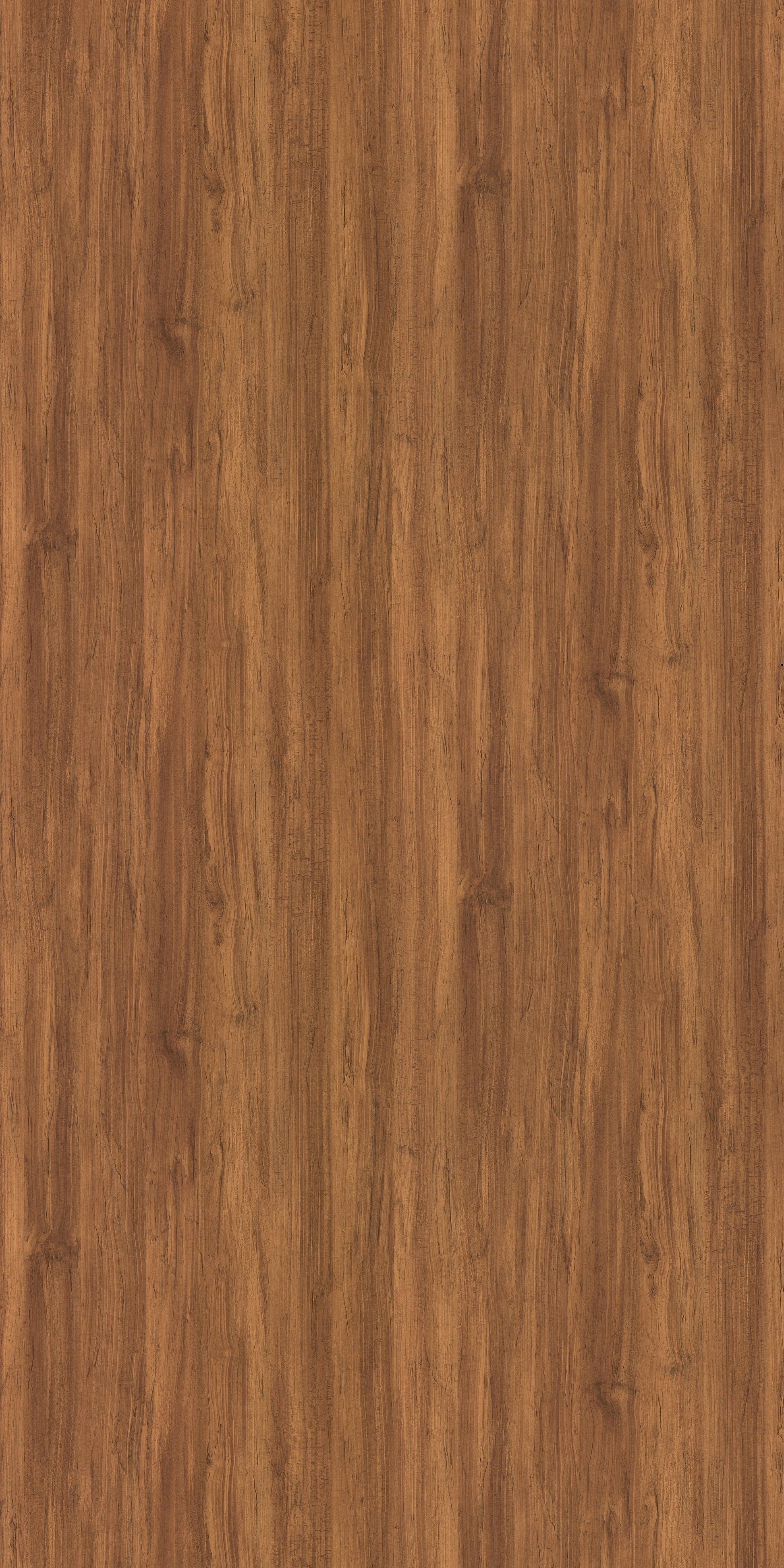 Brown wood grain laminate with textured finish and vertical wood pattern