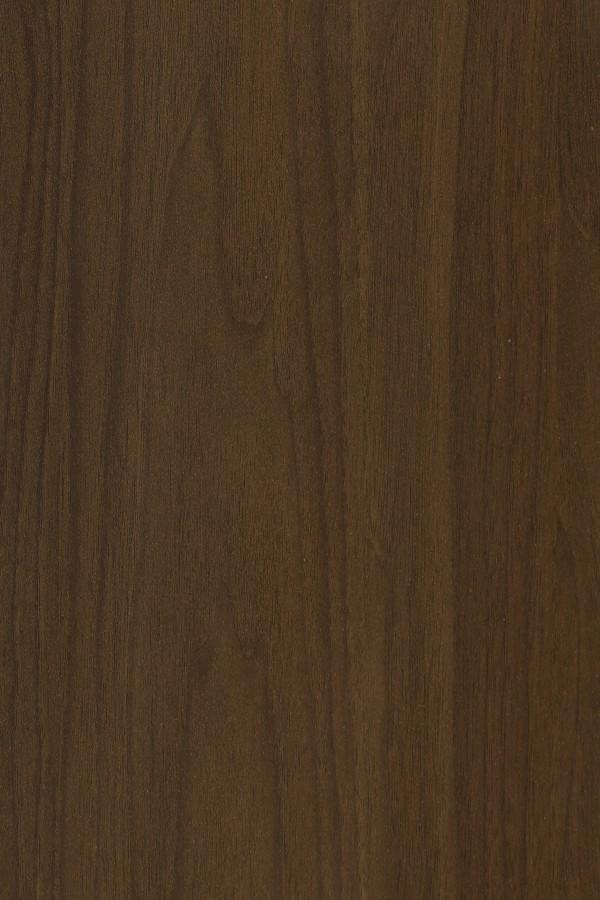 Brown wood laminate with suede finish and wood grain texture, vertical pattern, dark brown color.