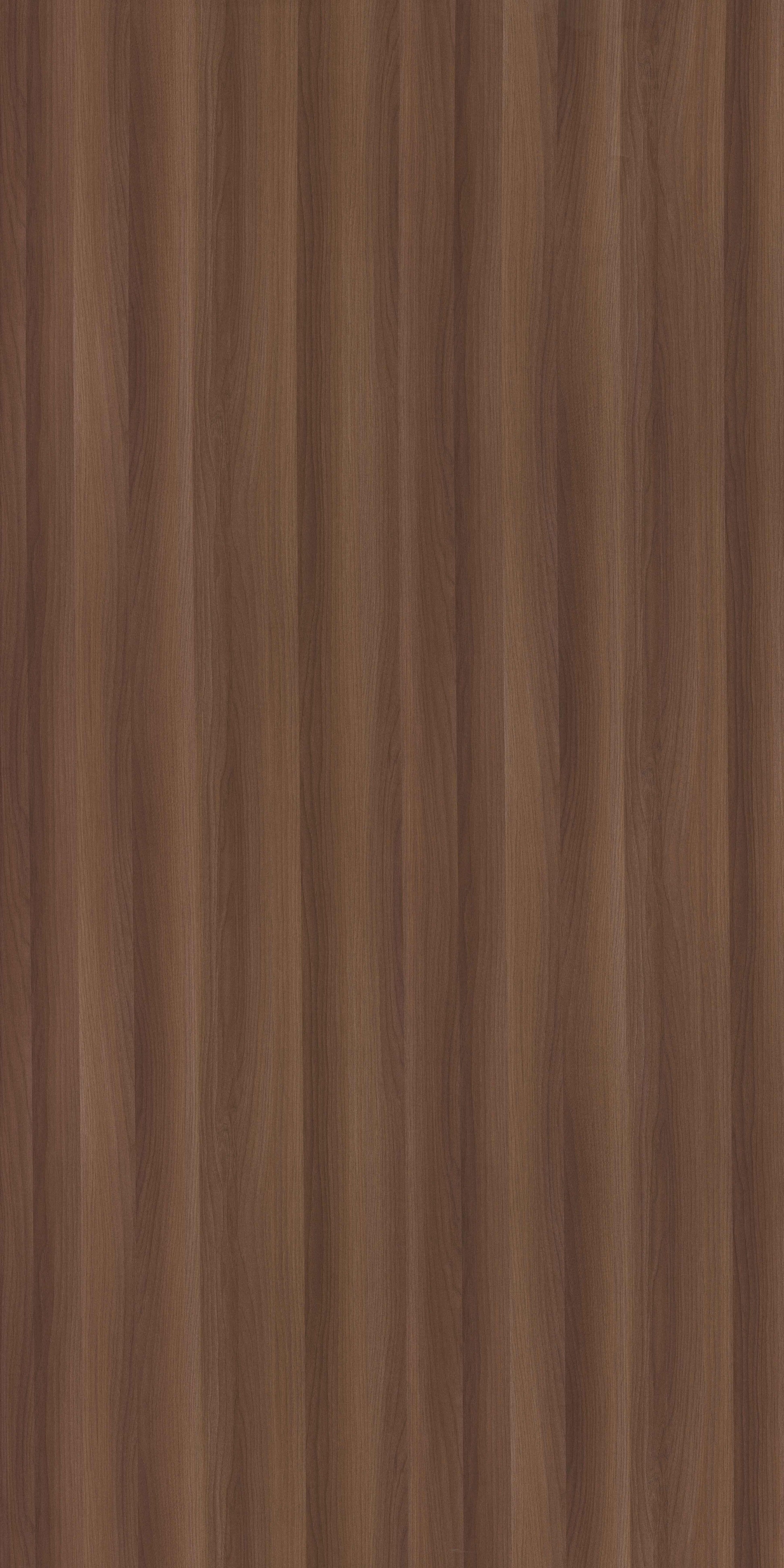 Brown wood laminate with suede finish and wood grain texture, showing vertical lines and subtle sheen, decorative laminate
