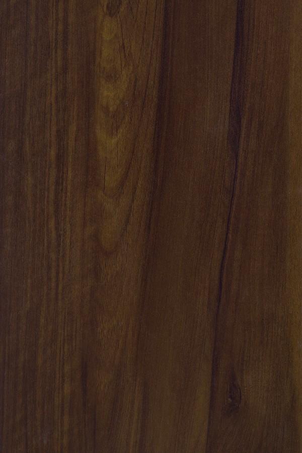 Brown wood grain laminate with suede finish and dark brown vertical wood pattern and visible texture and grain details