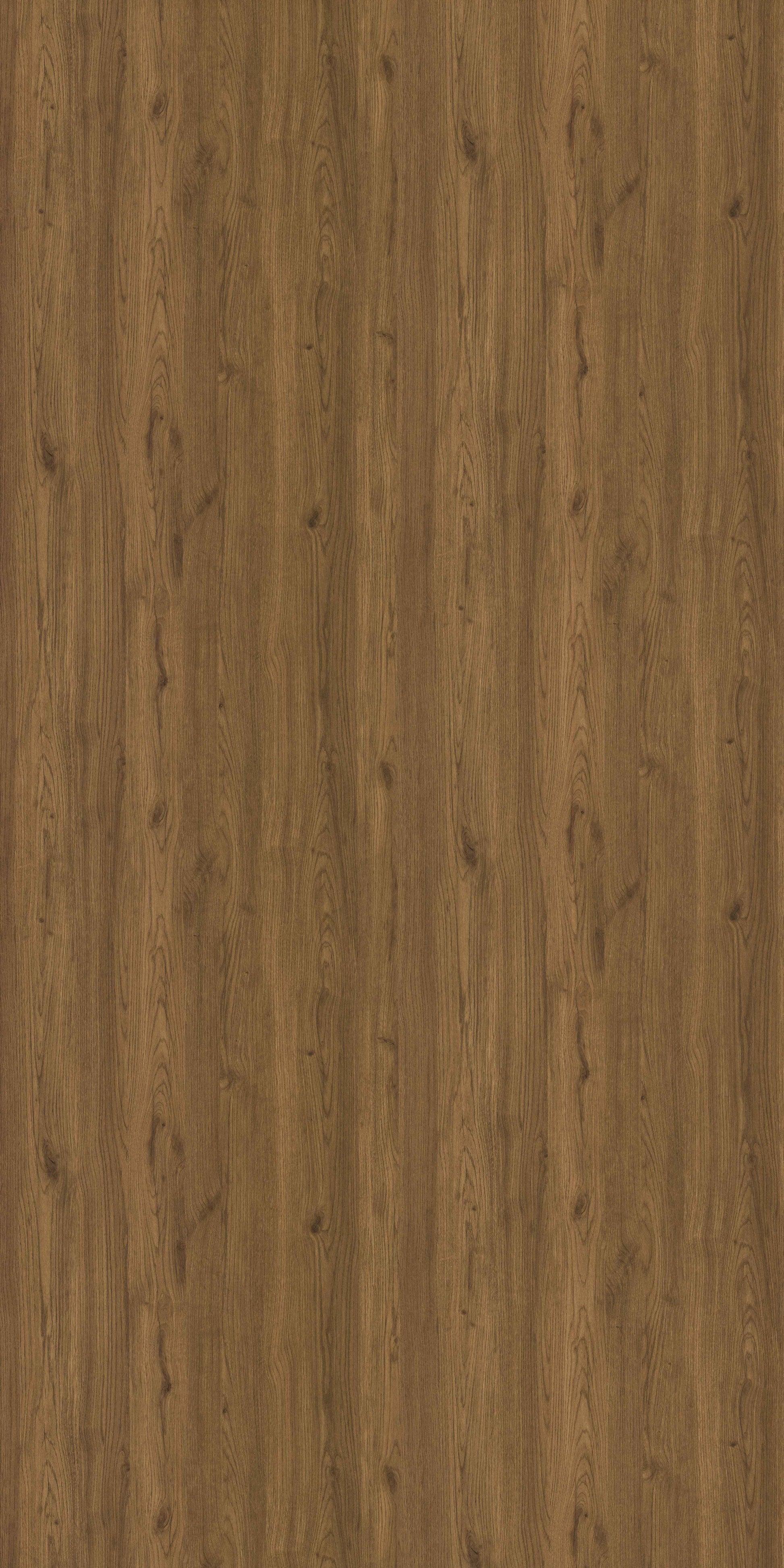 Brown wood laminate with textured finish and wood grain pattern, showing natural knots and grain variations.