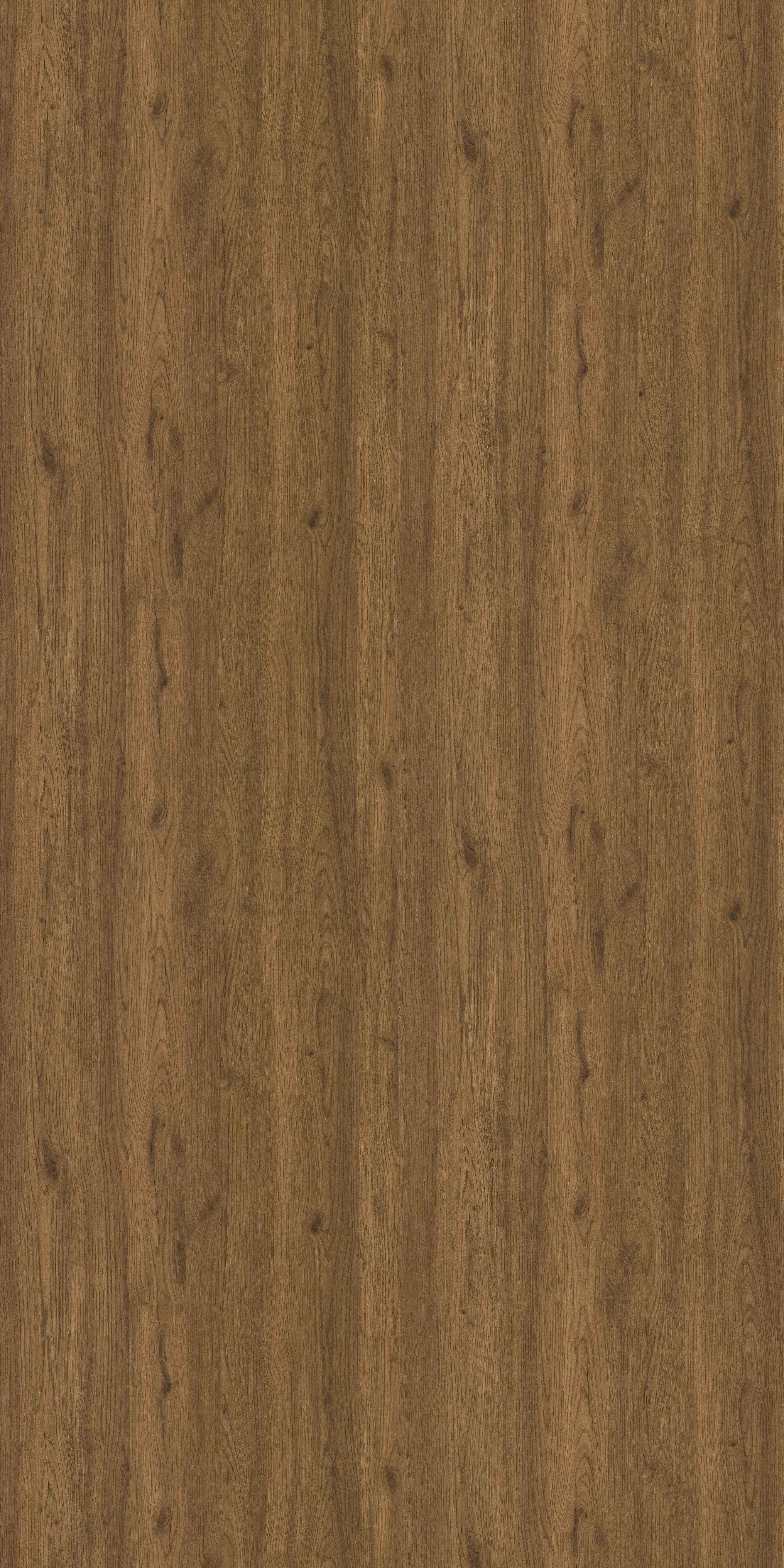 Brown wood laminate with textured finish and wood grain pattern, showing natural knots and grain variations.
