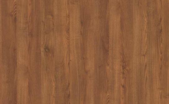 Brown wood grain laminate with textured finish and vertical wood pattern, showing natural wood appearance and grain details.
