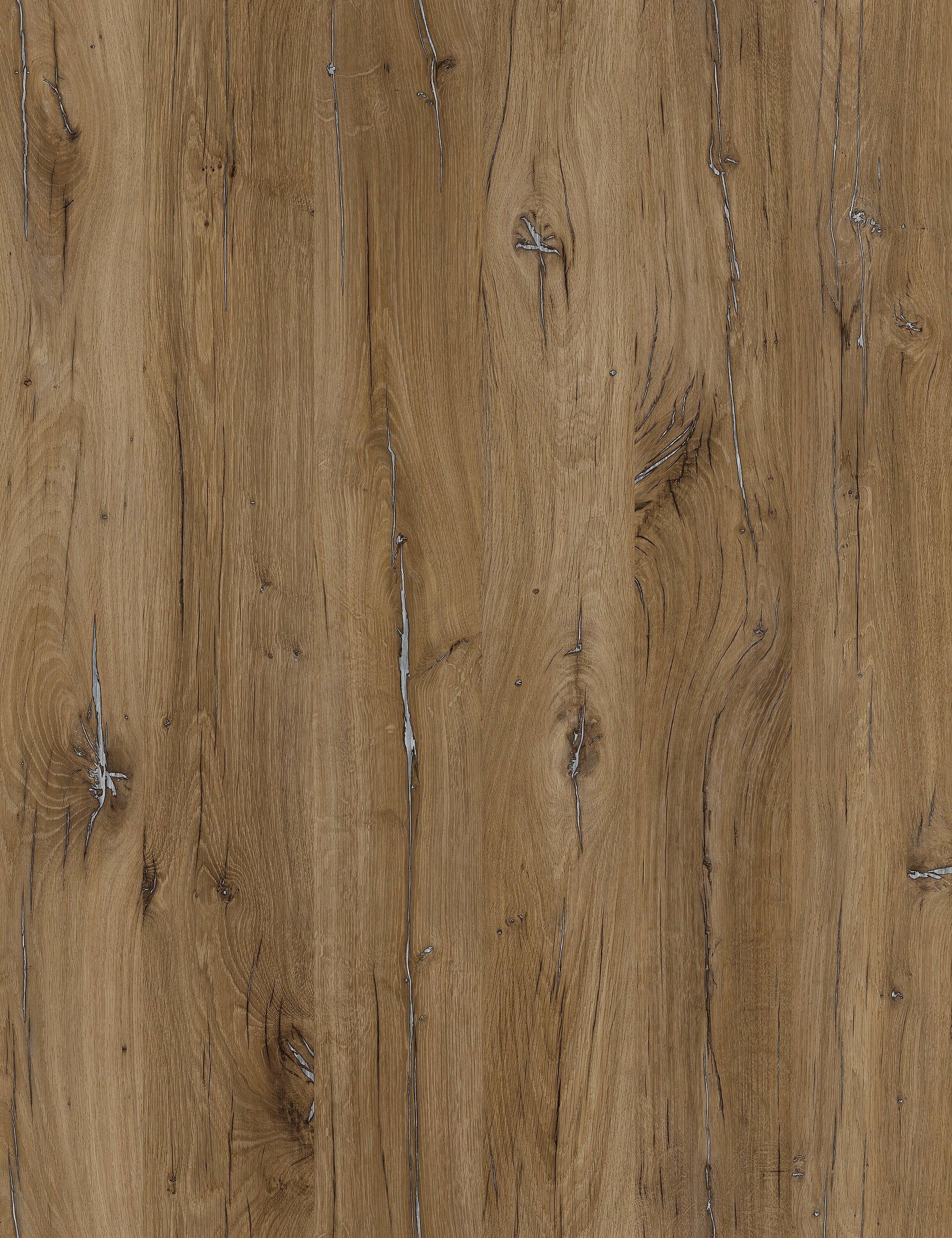 Brown wood grain laminate with textured finish and visible knots and grain patterns
