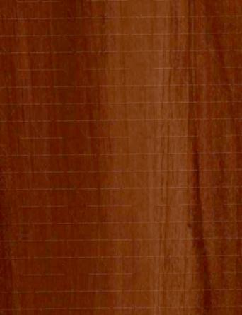 Brown wood grain laminate with textured finish and subtle grid pattern visible on its surface.