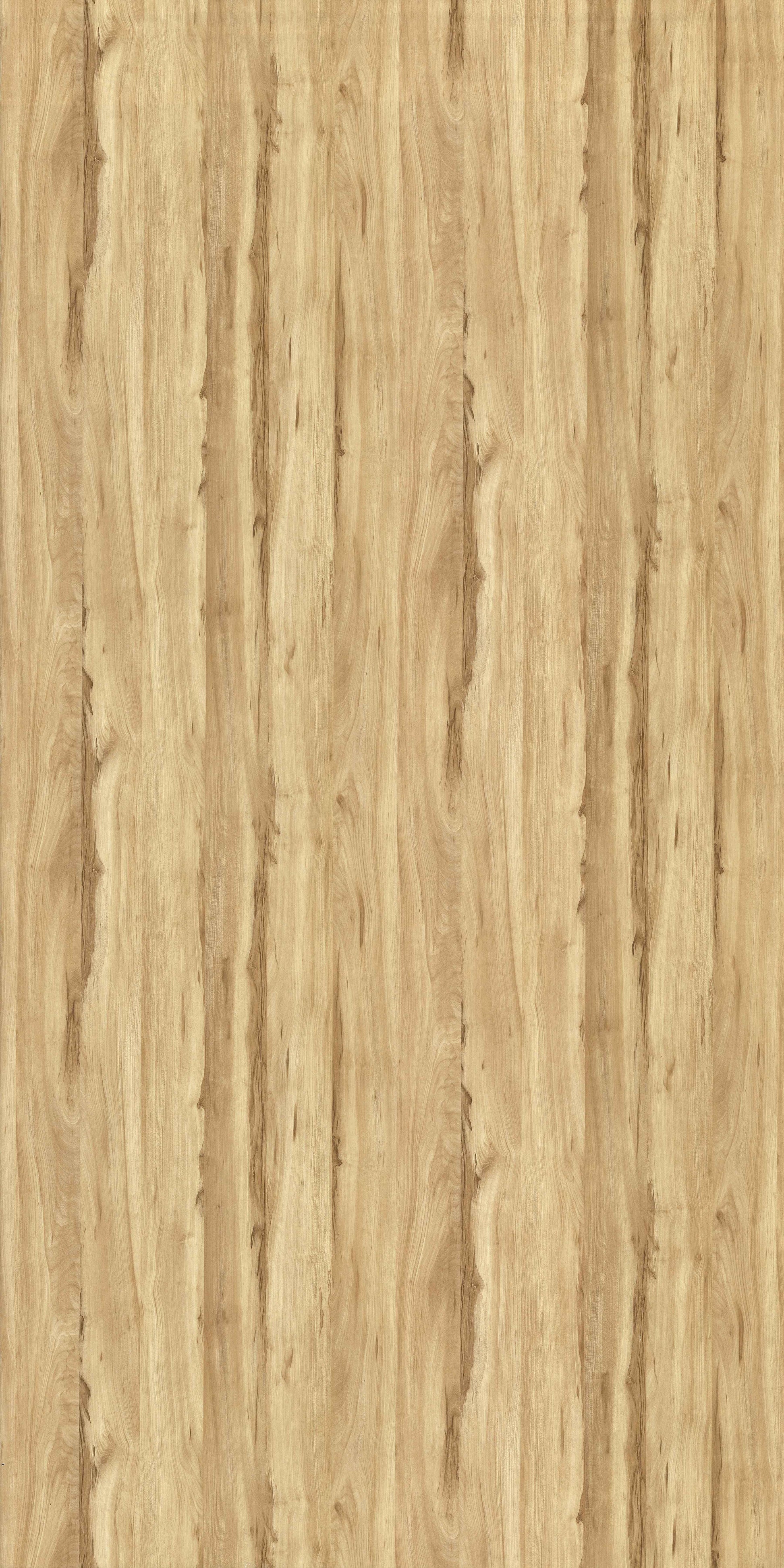 Brown wood laminate with textured finish and natural grain pattern, showing vertical wood planks with varied tone and