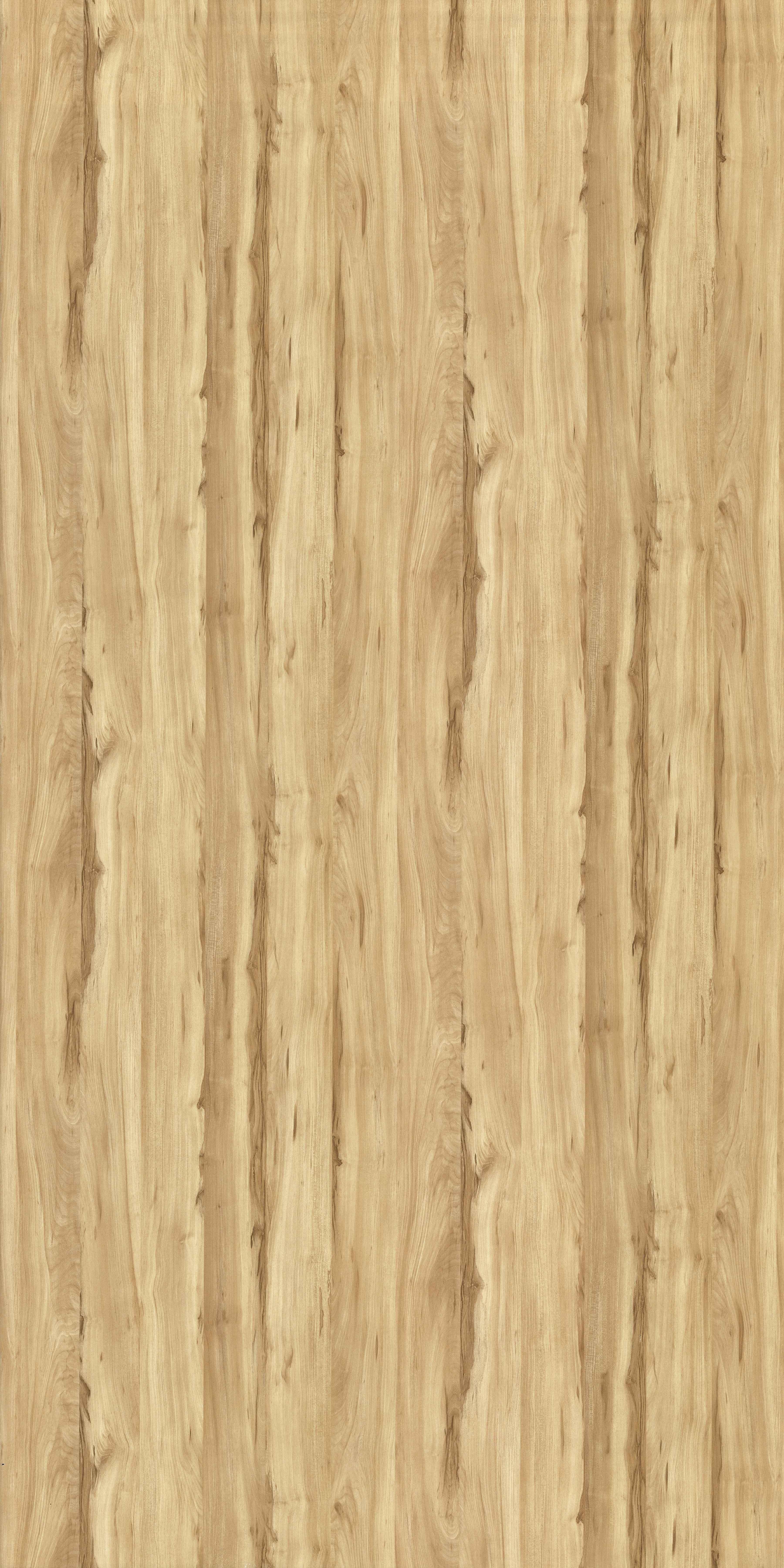 Brown wood laminate with textured finish and natural grain pattern, showing vertical wood planks with varied tone and