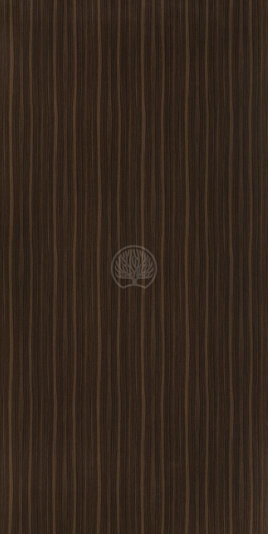 Chocolate brown wood laminate with suede finish and vertical grain pattern, showcasing a wood texture and subtle sheen.