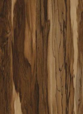 Brown wood grain laminate with textured finish and dark streaks, showing wood pattern and natural veining details.
