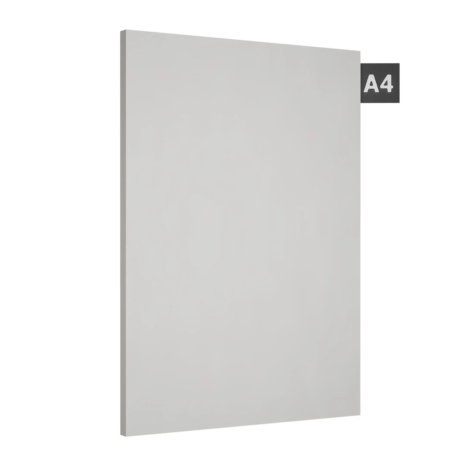 Glossy grey laminate sheet with plain surface and visible edge thickness.