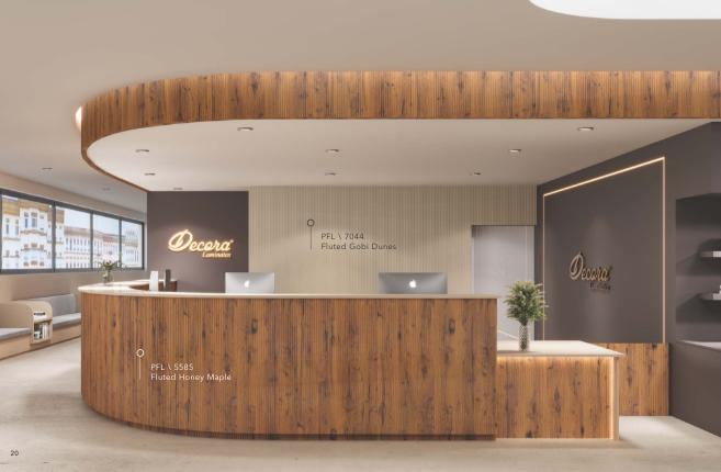 Fluted Honey Maple Wood Laminate 8x4 ft Texture 1 mm - 5585 PFL