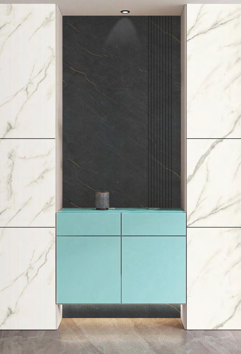 Aqua Black Gold Marble & Stone Laminate 8x4 ft High Gloss 1 mm - 6044 EHG