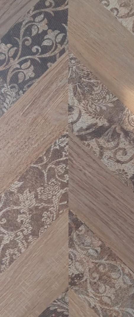 Inlay Herringbone Wood Laminate 8x4 ft Texture 0.82 mm - 607 D