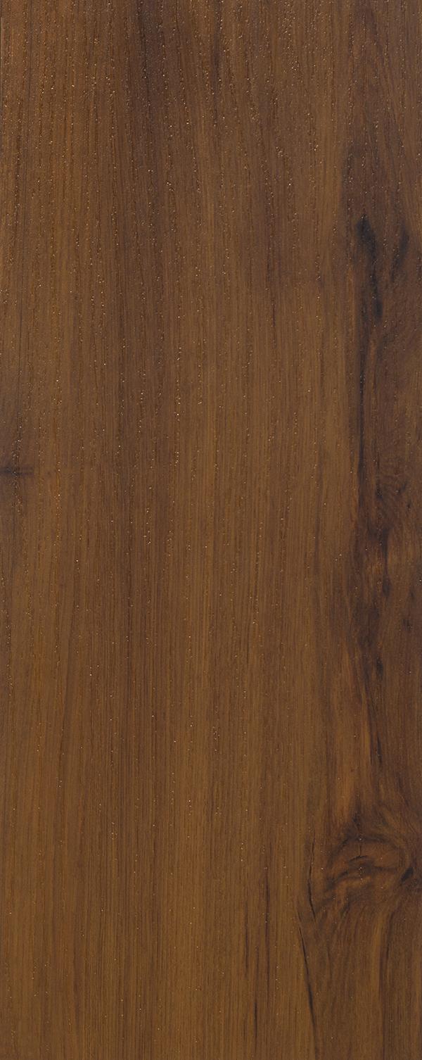 Brown wood grain laminate with textured finish and visible wood pattern and knots