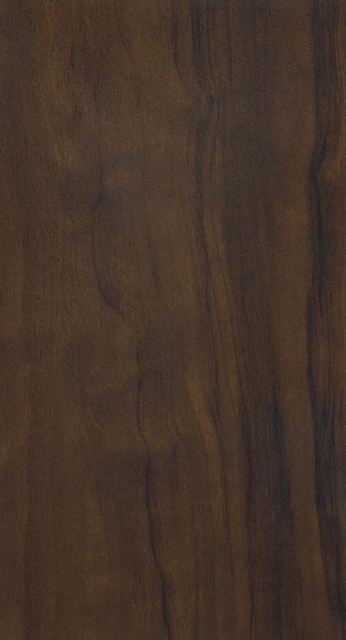 Brown wood grain laminate with textured finish and dark streaks, showcasing natural wood pattern and grain variation.