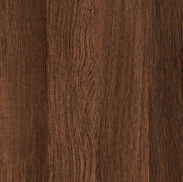 Dark brown wood grain laminate with suede finish and textured vertical wood pattern.