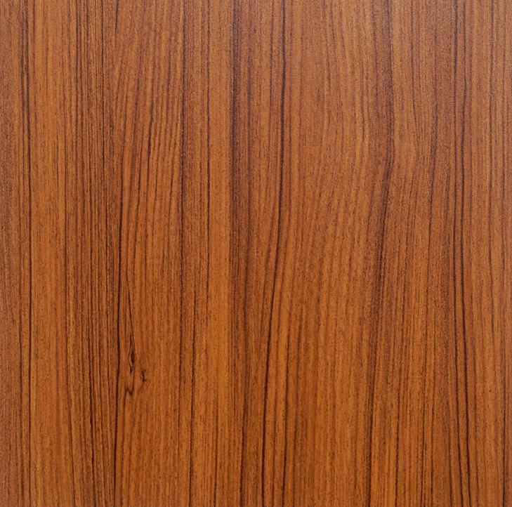 Brown wood grain laminate with suede finish and vertical wood pattern texture